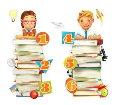 Schoolchildren  School infographic elements  Vector 3d graphics Stock Illustration