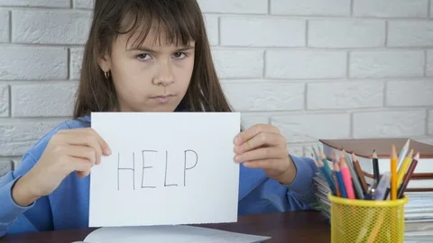 Schoolgirl asks for help. Stock Footage 102739491