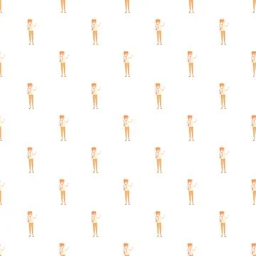 Schoolgirl cartoon characters repeating pattern Stock Illustration