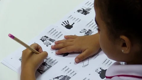 Schoolgirl doing a dutch test in class Vidéo 105829966