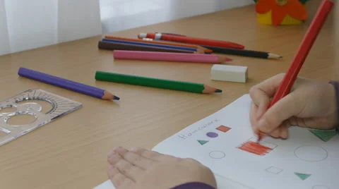 Schoolgirl doing her homework in maths (version 1) Stock Footage 56003739