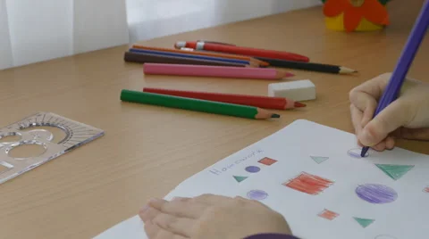 Schoolgirl doing her homework in maths (version 2) Stock Footage 56003749