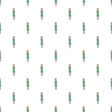 Schoolgirl pattern repeating on white background Stock Illustration
