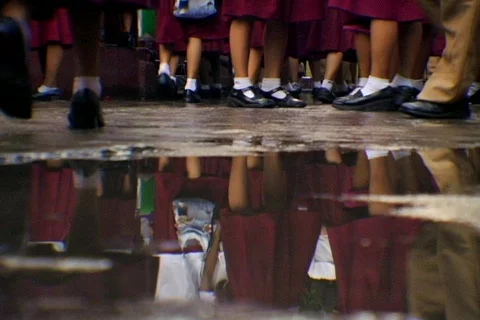 Schoolgirls reflection 1 Video stock 488296
