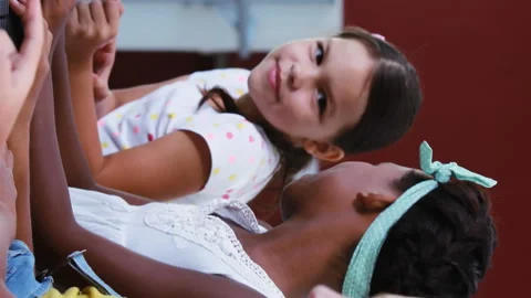 Schoolgirls using computer in classroom Stock Footage 301361410