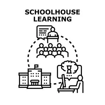 Schoolhouse learning concept with traditional and distance education Stock Illustration