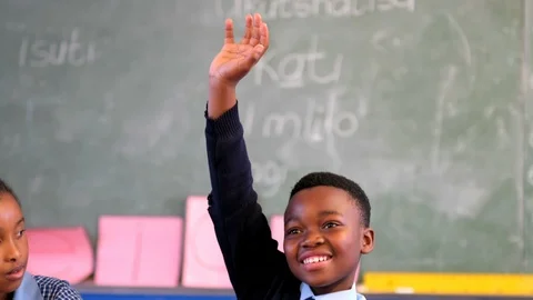 black student raising hand