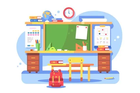 Schools classroom modern interior 스톡 일러스트