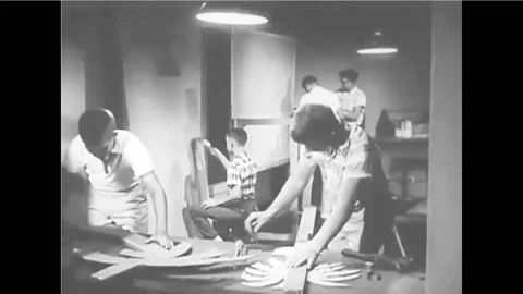 Schools create bomb shelters as part of a civil defense program in case of a Stock-Footage 116993975