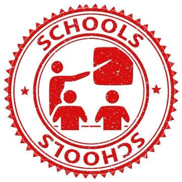 Schools Stamp Represents Learning Educated And Study Stock Illustration
