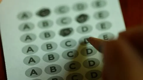Schoolwork test exam finals college test taking scantron Stock Footage 11298588
