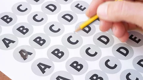 Schoolwork Test Exam Finals College Test Taking Scantron Stock Footage 143596729