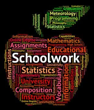 Schoolwork Word Indicates Undertaking Homework And Text Stock Illustration