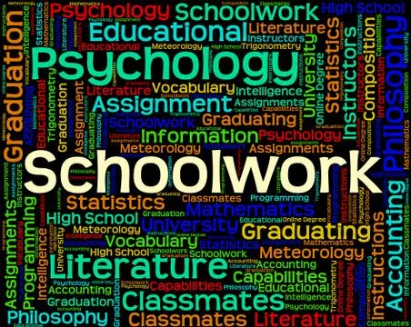 Schoolwork Word Shows Undertaking Words And Text Stock Illustration