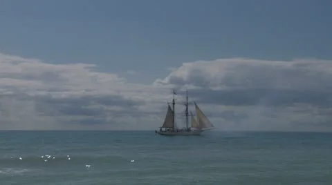 Schooner cannon 01 Video stock 10898259