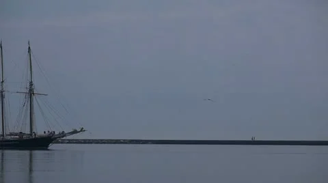 Schooner glides in harbor Vidéo 11250973