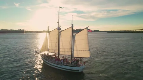 Schooner Pride Sunset 스톡 동영상 163915237