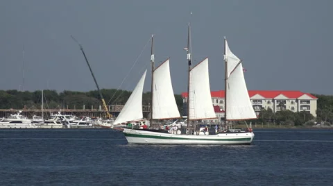 Schooner pride tall ship sail boat, charleston, sc, usa Stock Footage 44893618
