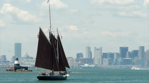 Schooner Sailing in Boston Stock-Footage 40500945