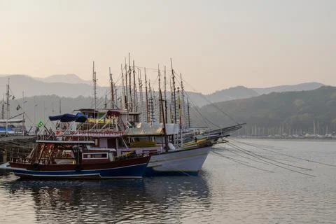 Schooners on the pier Stockfoto's