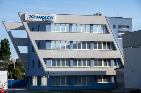 Schrack Technik logo on the office b.. Stock Photos