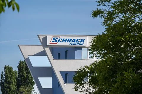 Schrack Technik logo on the office b.. Stock Photos