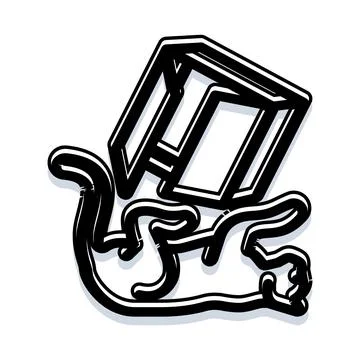 Schrodinger cat quantum physics thought experiment illustration Stock Illustration