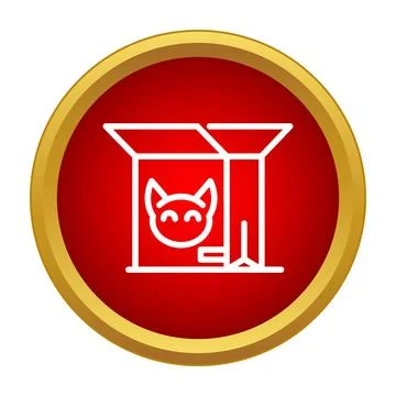 Schrodinger's cat quantum physics thought experiment icon Stock Illustration