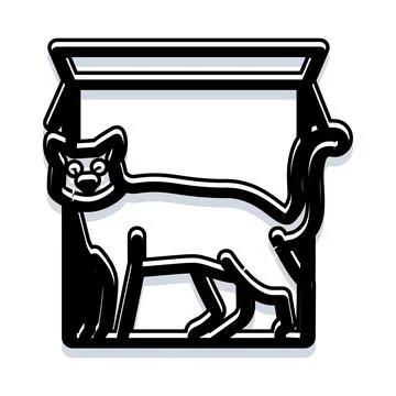 Schrodinger's cat thought experiment quantum physics concept Stock Illustration