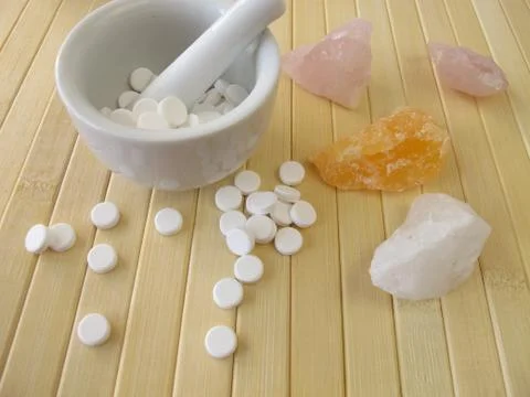 Schuessler salts with mortar Stock Photos