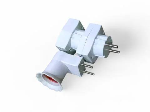 Schuko plug adapter with Isolated on white Stock Photos