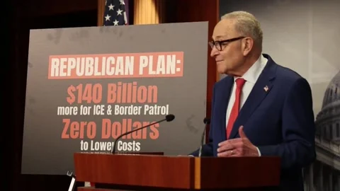 Schumer pushes budget amendments to lower costs and support families in the US,  Stock Footage 333273637