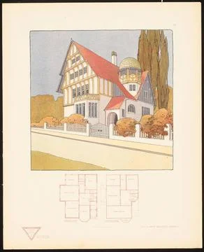 Schuttte Albert, country house with front garden. (From: Modern constructi... Foto stock