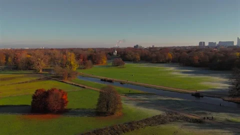 Schwabinger Bach is stream in Munchen, Bavaria, Germany. Starts in centre of Stock Footage 294611920