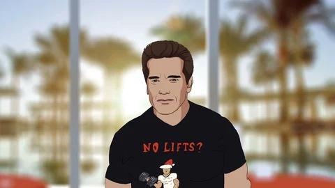 Schwarzenegger eats lemon and turn into Stallone 库存影片 111704390