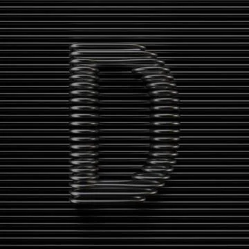 Schwarzer Drahtschrift-Buchstabe D 3D Black wire font Letter D 3D renderin... Foto stock