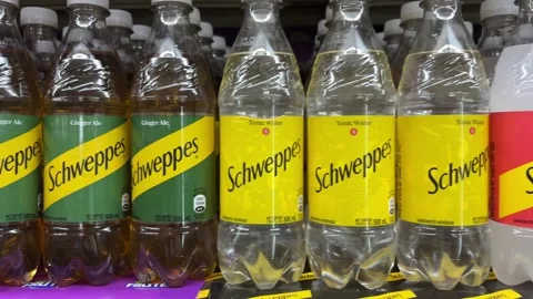 Schweppes soda on a store shelf Stock-Footage 303192945