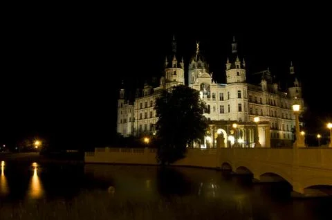 Schwerin at night Stock Photos
