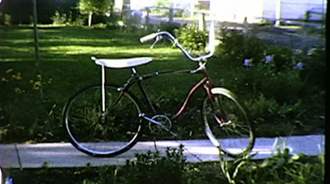 Schwinn Sting Ray Bicycle Bike Classic Vintage 1960s Film Home Movie 8091 Stock Footage