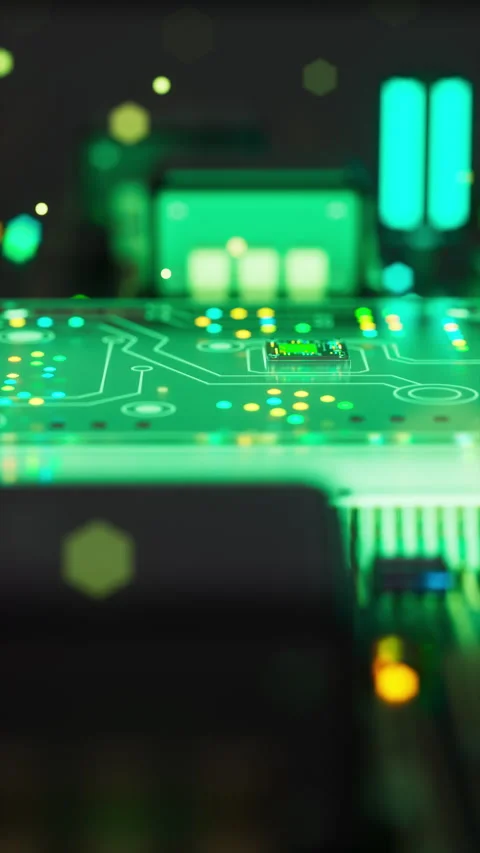 Sci fi 3d animation with neon processor Stock Footage 344157255