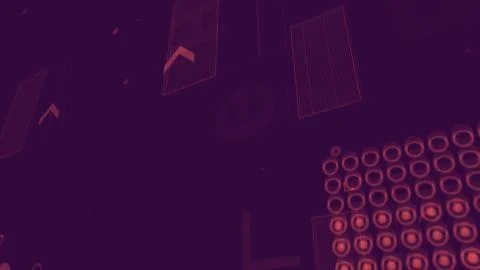 A sci-fi 3d illustration of rectangular rosy grids covered with circular chip Ilustración de archivo