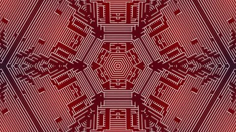Sci-fi 3d render. Abstract white wireframe on red bg. Ai geometric pattern of Illustrazione stock