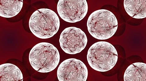 Sci-fi 3d render. Fantastic bg. Abstract white wireframe on red bg. Ai geometric Stock-Illustration
