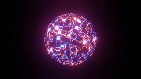 Sci-fi 3D sphere with square texture. Multicolored retro balloon. Stock-Footage 194122158