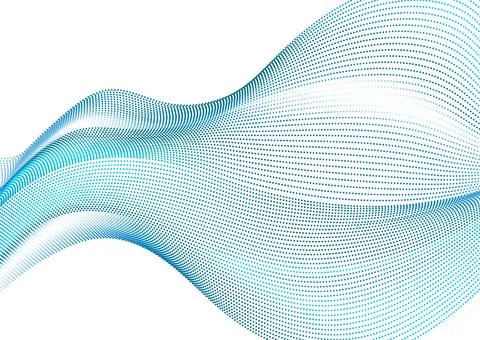 Sci-fi abstract minimal background with dotted curved wavy lines Stock Illustration