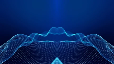 Sci-fi abstract theme with particle waves. 4k looped abstract blue background of Stock Footage 130016788