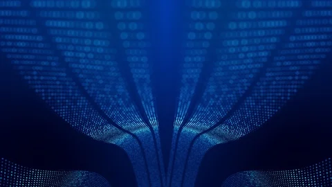Sci-fi abstract theme with particle waves. 4k looped abstract blue background of Stock Footage 130017250