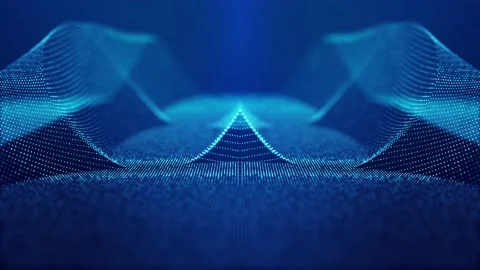 Sci-fi abstract theme with particle mirror waves. 4k looped abstract blue Stock Footage 133230659