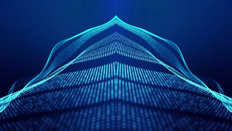 Sci-fi abstract theme with particle mirror waves. 4k looped abstract blue Stock Footage 133231443