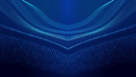 Sci-fi abstract theme with particle mirror waves. 4k looped abstract blue Stock Footage 140110484